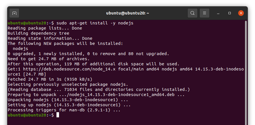 Ubuntu 20.04 Node.JS 설치-2